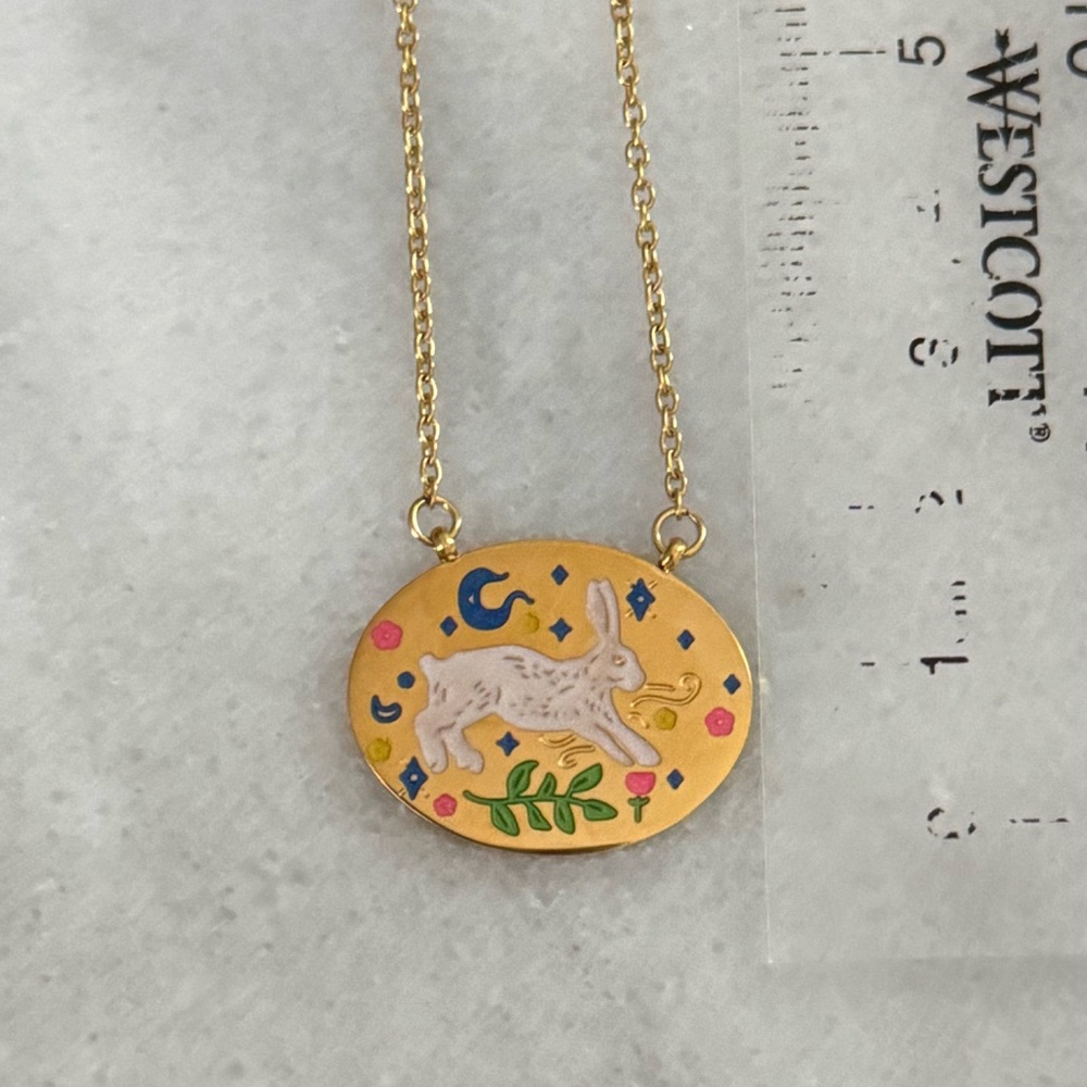 Gold Rabbit Floral Folk Pendant Necklace 

Brand New - Picture 6 of 6